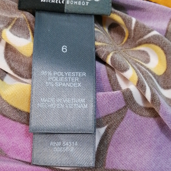 Bisou Bisou WRAP DRESS size 6 Michele Bohbot Stretch Knit Abstract Geom… - Picture 8 of 12